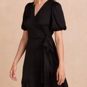 Summersalt The Silky Luxe Puff Sleeve Beach to Brunch Wrap Dress in Sea Urchin